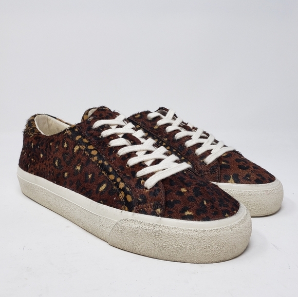Madewell Sidewalk Low-Top Sneakers Painted Leopard Colorblock Calf Hair size 7 - Picture 1 of 10